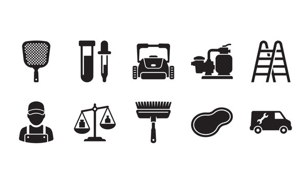 Pool Maintenance Service Black Icon Pack