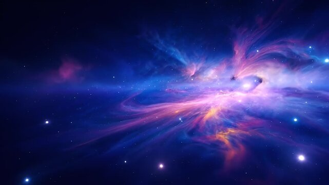 Vibrant deep space background with glowing nebula and distant stars
