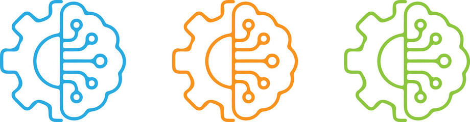 colorful human brain icon set mind intelligence symbol creativity technology logo illustration. © Ajimicon