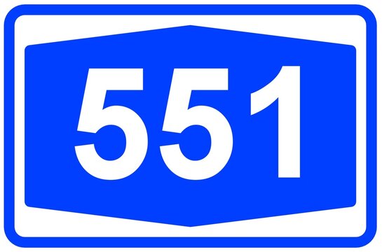 Illustration eines Autobahnschildes der Autobahn 551 in Deutschland	