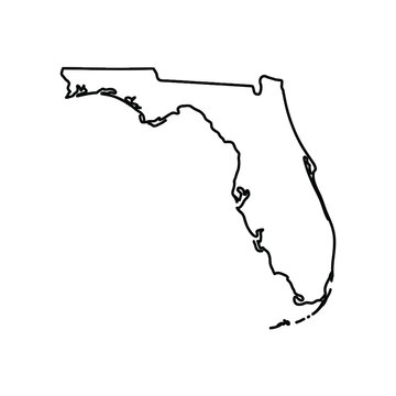 A simple black outline of the Florida state map on white