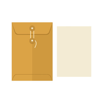A brown paper envelope with a blank white sheet of paper