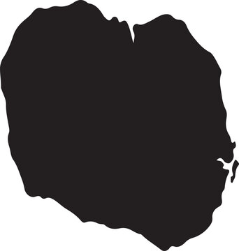 Black silhouette of the island of Tahiti French Polynesia simple vector shape for travel and geography concepts isolated on white