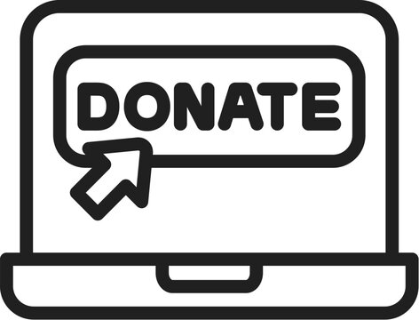 Donate button, charity icon, online giving symbol, web donation sign