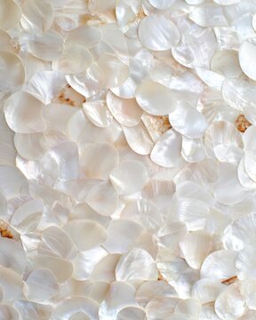 Pearlescent shell mosaic texture background with mother of pearl tiles for luxury design and elegant surface pattern