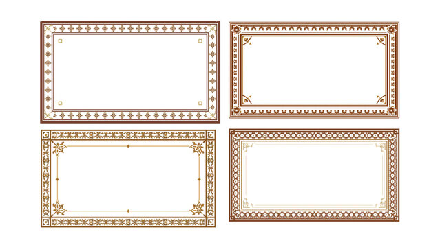 Set of 4 Decorative Pattern Frame Borders Vector SVG Isolated Transparent Background