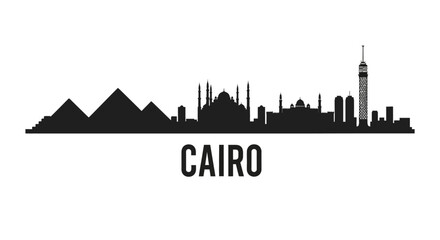 Obraz premium Cairo, Egypt Skyline Silhouette Illustration, Cityscape