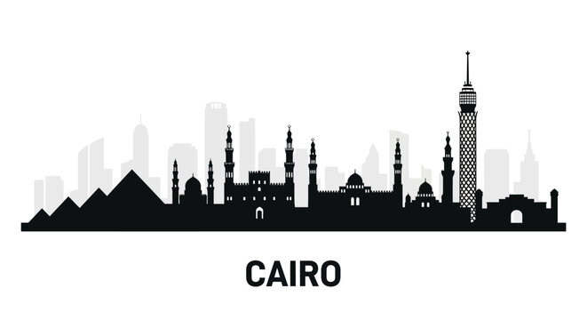 Cairo, Egypt Skyline Silhouette: Historic Cityscape