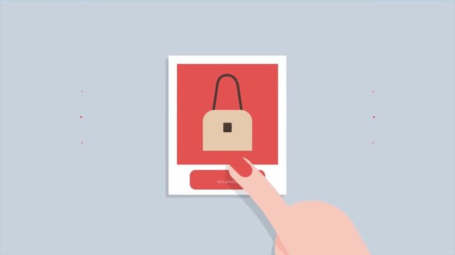 Animated Hand Tapping Lock Icon on Screen to Unlock Premium Digital Content, Mobile Cyber Security and Access Granted Concept