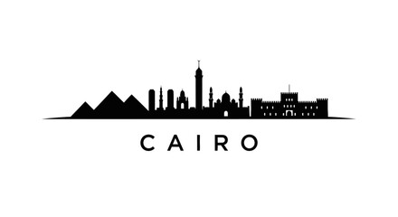 Fototapeta premium Cairo Silhouette: Egyptian Cityscape with Pyramids, Vector Art