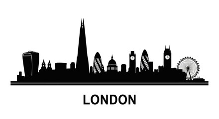 Obraz premium London Skyline Silhouette: Iconic Landmarks in Black
