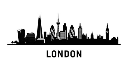 Obraz premium London City Skyline Silhouette Black and White