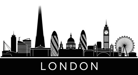 Obraz premium London Cityscape Silhouette in Black and White