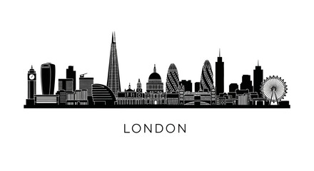Obraz premium London Cityscape Silhouette Vector Illustration