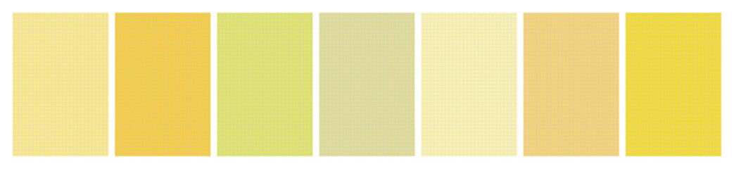 Set of yellow legal pad pages with lined or grid designs © dniprodd