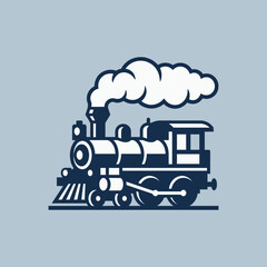 Vintage steam locomotive engine icon on a blue background © lema