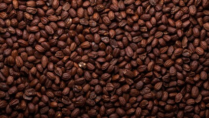 Fototapeta premium Close-up of Raw Coffee Beans Covering Entire Surface for Food and Beverage Use