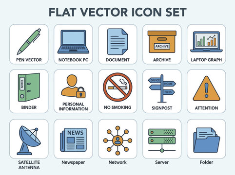 Flat vector icon set collection.