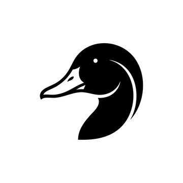 A stylized illustration of a duck's head in profile view on white