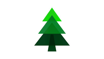 Obraz premium Isolated abstract green geometric pine tree made of triangles, modern forest design element.
