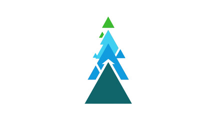 Obraz premium Abstract Upward Arrow Triangles Growth Concept - Blue and Green