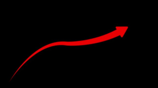 Glowing Upward Arrow Curve Animation Accelerating Growth, Rising Performance, Abstract arrow growth chart of on a black background,with 4k video.