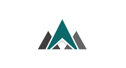 Fototapeta premium Geometric Mountain Peak Logo Design, Abstract Peaks, Teal and Gray Triangles