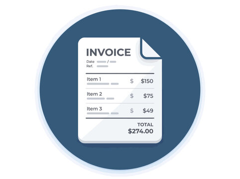 Invoice document on white paper.