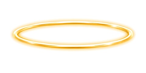 Naklejka premium A golden ring is seen floating in the air with a soft glow. The setting is bright, and the ring stands out against the light background