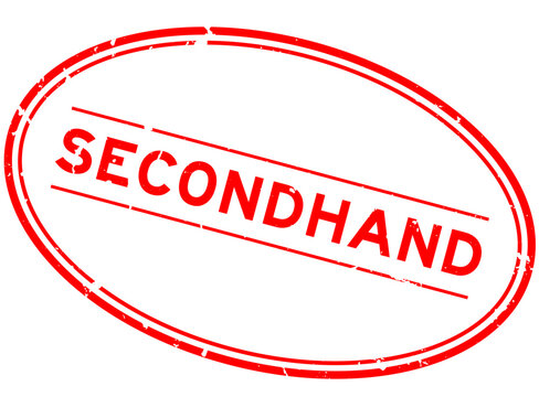 Grunge red secondhand word oval rubber seal stamp on white background