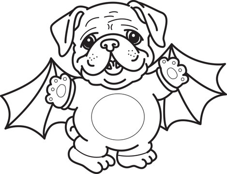 Coloring book of Cute Bulldog sticker icon. Outline of Bulldog 