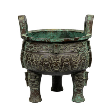 The bronze tripod with three legs, two ears, and a gluttonous decoration