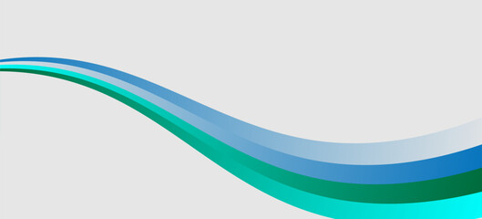 Obraz premium Abstract flowing ribbon background with blue and green waves, professional minimalist vector template.