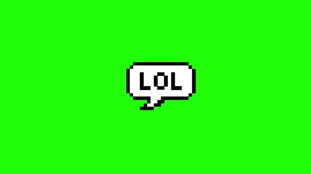 Animated "LOL" speech bubble, laughing-out-loud chat icon. Green background, 4K video.