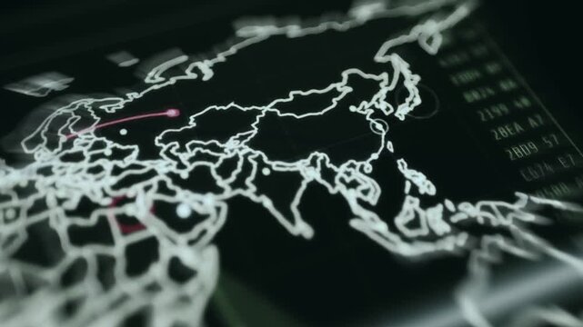 Digital Radar Display of Cyber Threats Over Asia