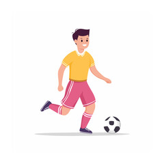 Obraz premium Young boy playing soccer in flat design style