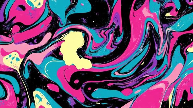 Psychedelic marble swirl in pink and black