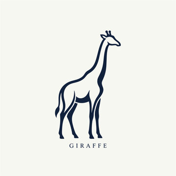 Elegant giraffe logo design vector illustration icon isolated on white background for clothing fashion kids brand identity creative studio
