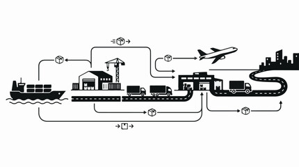 Obraz premium A flowchart illustrating the transportation of goods from a ship to a city