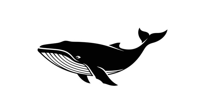Black Whale Silhouette Ocean Animal.