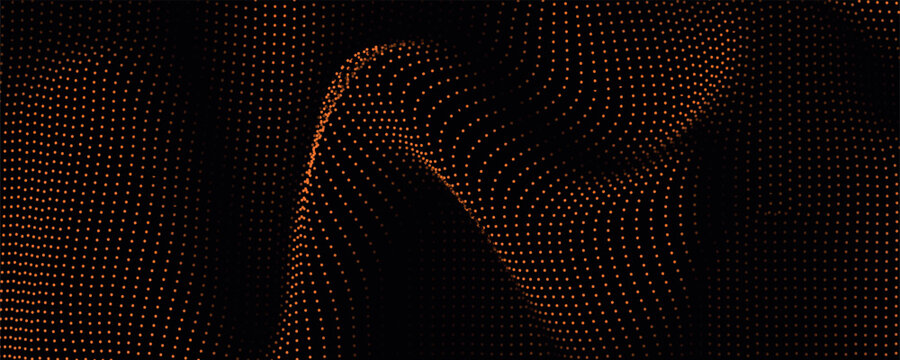 Abstract business background with glowing orange wavy lines. Modern design with flowing seamless dotted line elements. Futuristic network connection pattern concept. VOL. 3