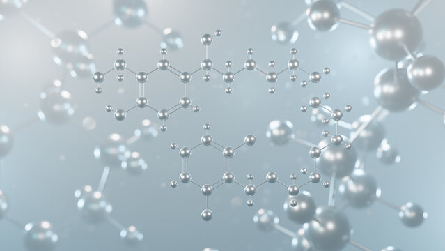 vilanterol molecular structure, 3d model molecule, long-acting beta2-adrenergic agonist structural chemical formula view from a microscope