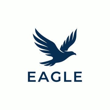 Majestic flying eagle vector logo template isolated on white background strong bird icon for professional corporate identity branding design