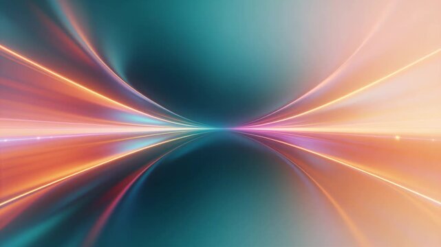 Reacting to gradual color shifts, luminous tunnel pulsing in tunnel, mirrored floor, curved bands