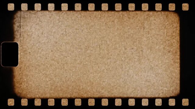 Vintage film strip with blank frames captured in detailed close-up for cinematic and nostalgic visual projects