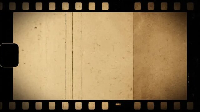Vintage film strip with aged and textured frames capturing nostalgic cinematic moments