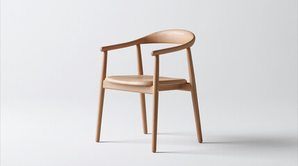 A simple wooden chair stands alone against a plain background © AS_SleepingPanda