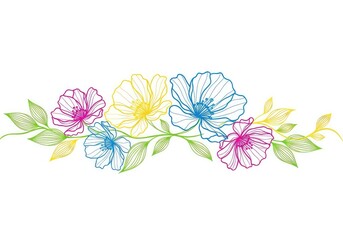 Obraz premium Minimalist abstract floral background featuring continuous monoline illustrations of delicate petals and organic leaves on a clean surface, flower, wallpaper, botanical
