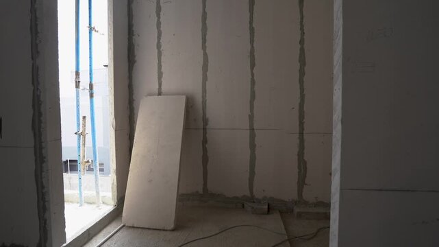 Interior Construction Site with Lightweight Concrete Walls