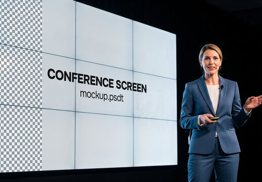 Conference presentation screen mockup